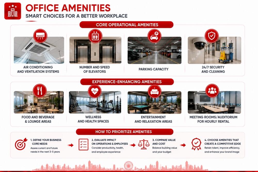 2 important groups of office amenities