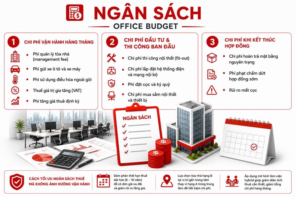 3 loại chi phí quan trọng khi lựa chọn thuê văn phòng