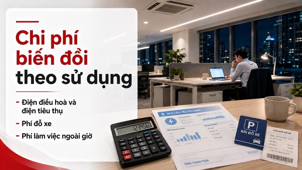 Các khoản chi phí biến đổi theo mức độ sử dụng khi thuê văn phòng