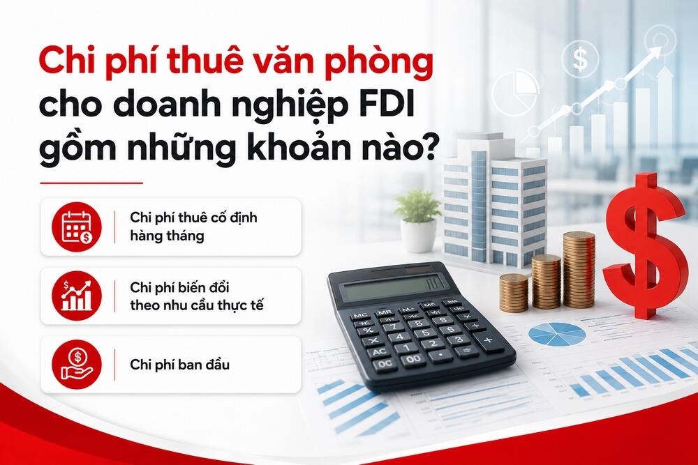 Các khoản chi phí thuê văn phòng cho doanh nghiệp FDI bao gồm chi phí cố định, biến đổi và ban đầu