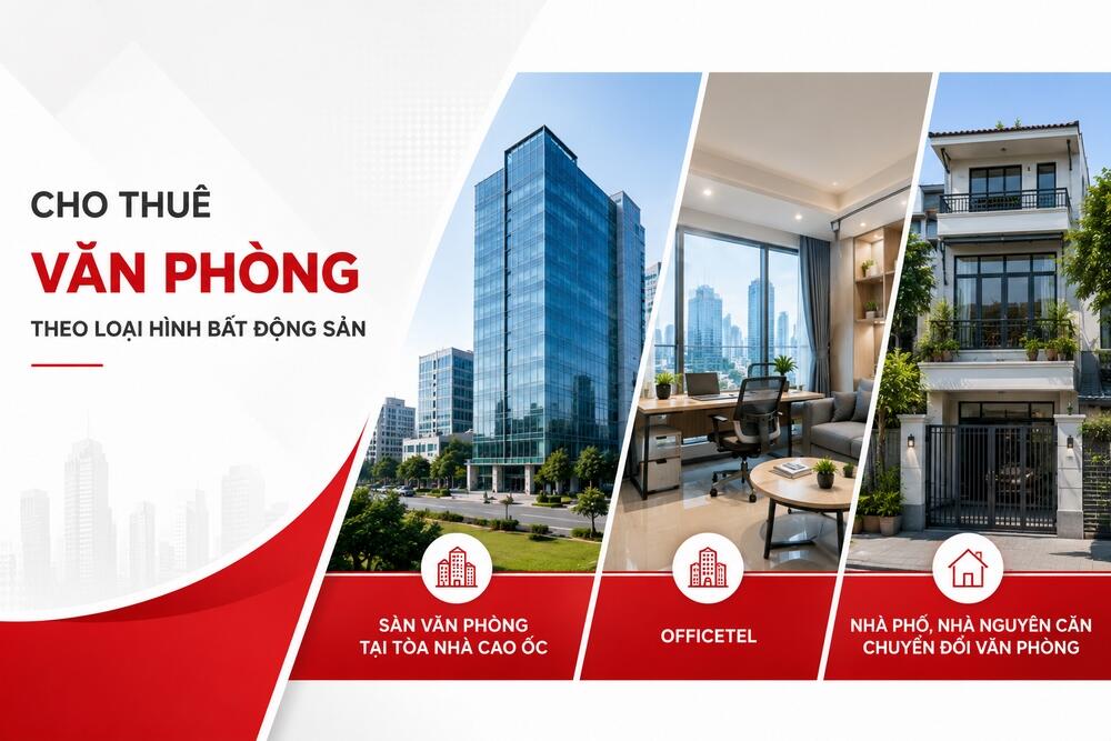 Phân loại cho thuê văn phòng theo loại hình bất động sản