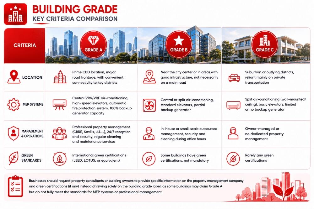 Compare building grades by key criteria