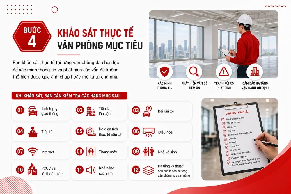 Lên checklist để kiểm tra thực tế văn phòng mục tiêu