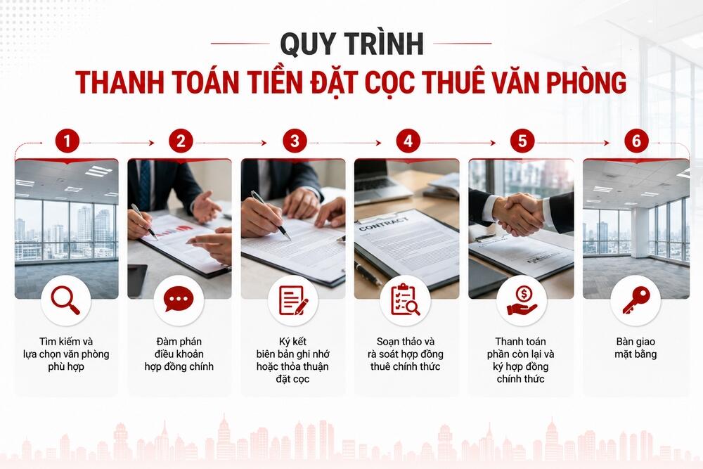 Quy trình các bước thanh toán tiền đặt cọc thuê văn phòng
