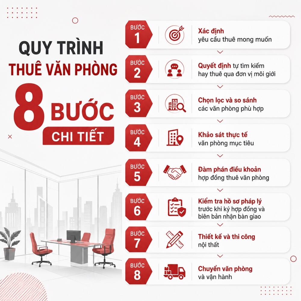 Quy trình thuê văn phòng 8 bước chi tiết