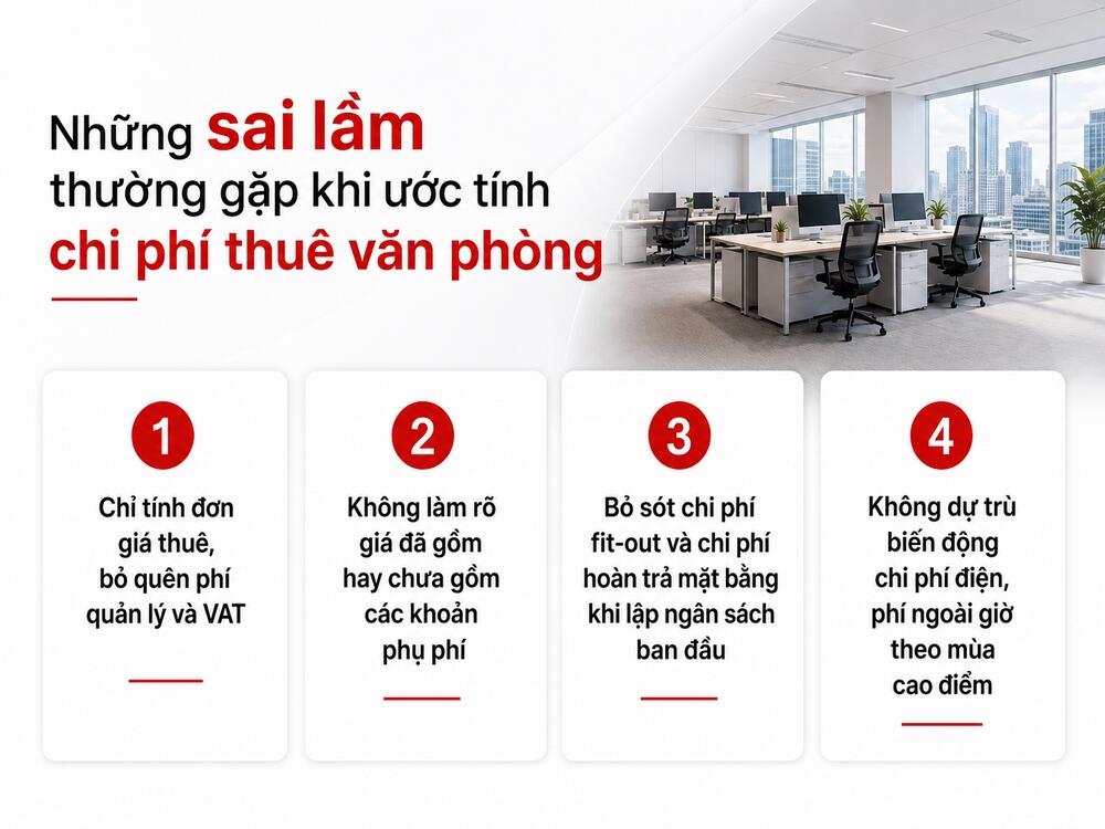 Những sai lầm thường gặp khi ước tính chi phí thuê văn phòng