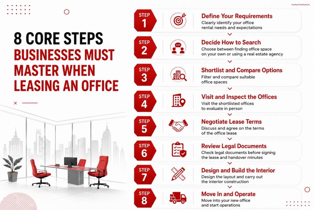 Comprehensive 8-step office rental process
