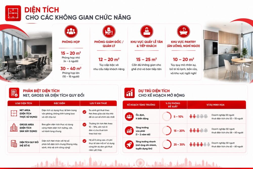 Xác định diện tích thuê văn phòng đúng nhu cầu