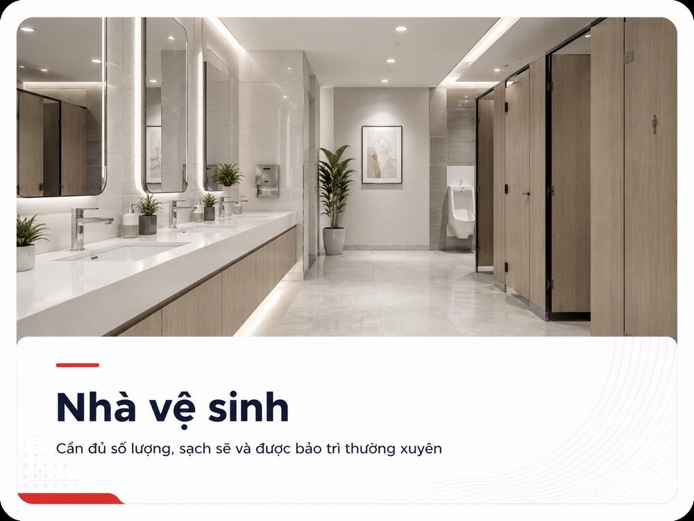 Khu vực nhà vệ sinh sạch sẽ tòa nhà văn phòng