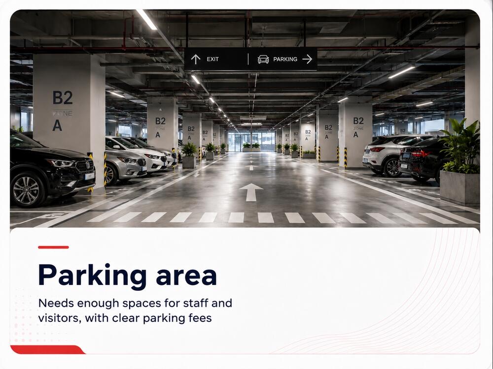 Spacious underground parking lot for office building