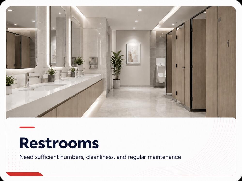 Clean and modern office building restroom