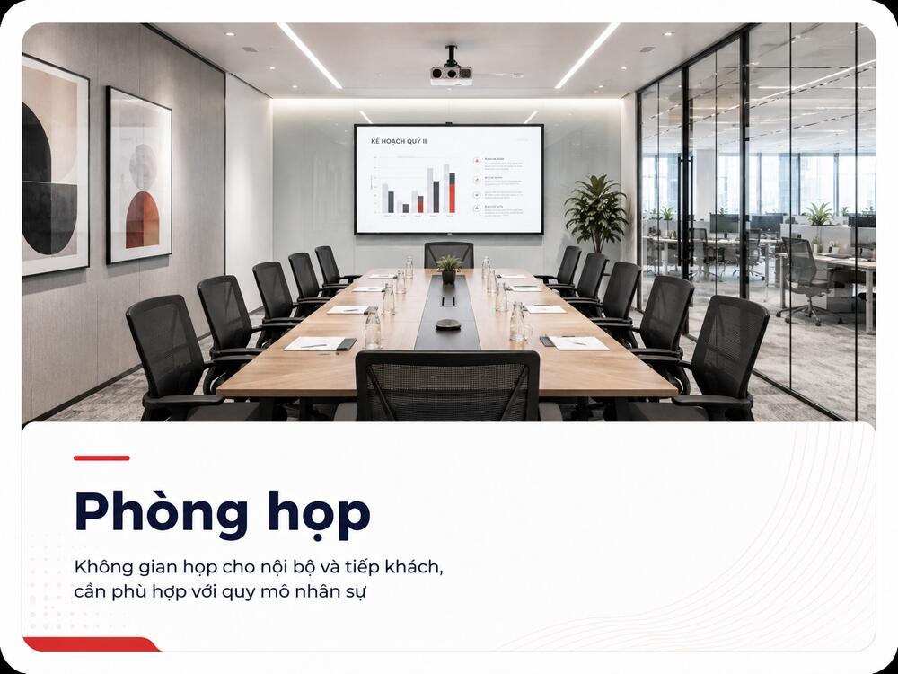 Phòng họp hiện đại trang bị đầy đủ thiết bị