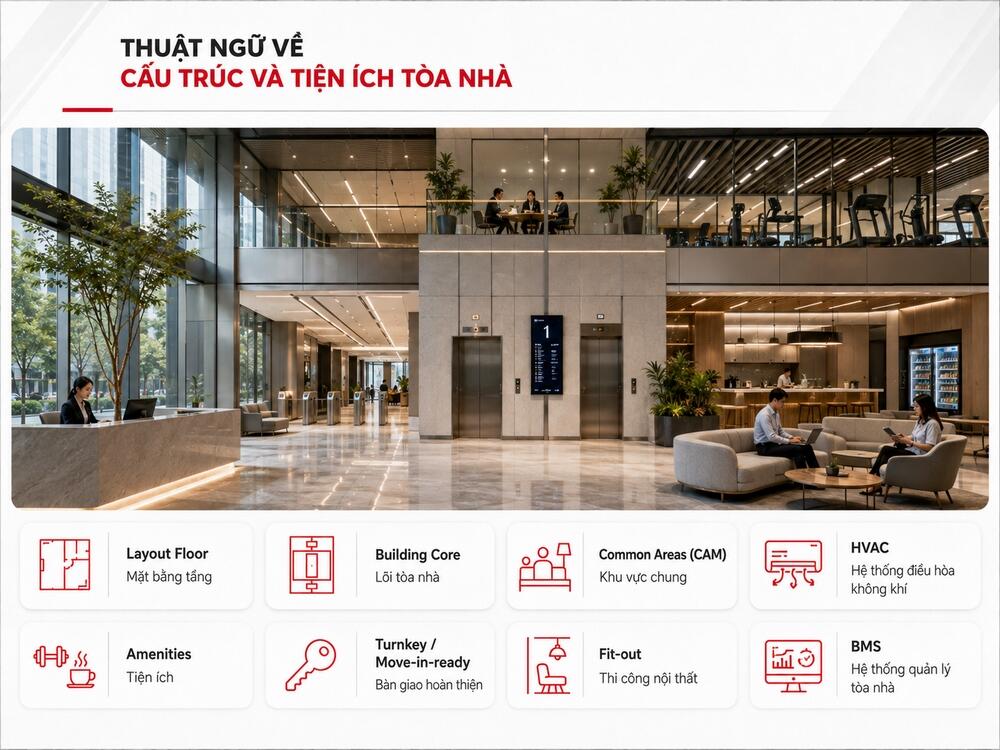 Thuật ngữ về cấu trúc và tiện ích tòa nhà văn phòng