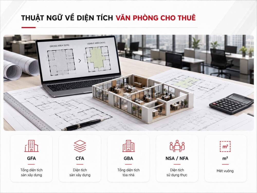 Thuật ngữ về diện tích văn phòng cho thuê