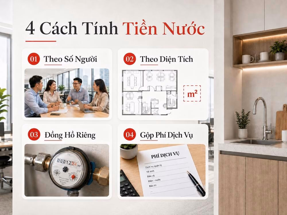 4 phương pháp tính chi phí tiền nước tại tòa nhà văn phòng