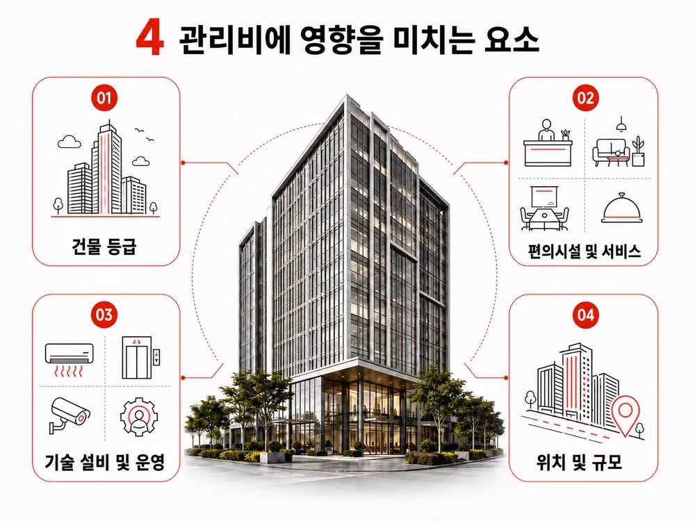 사무실 관리비에 영향을 미치는 4가지 주요 요인