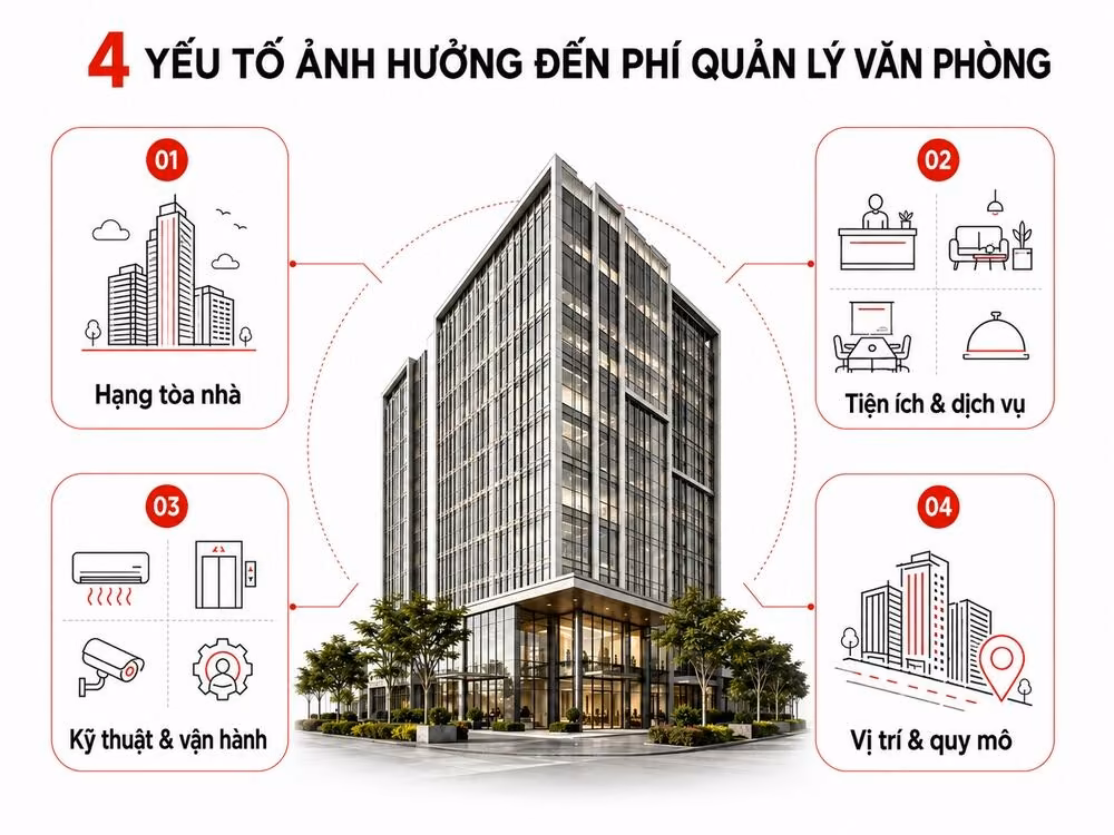 4 yếu tố chính quyết định mức phí quản lý văn phòng