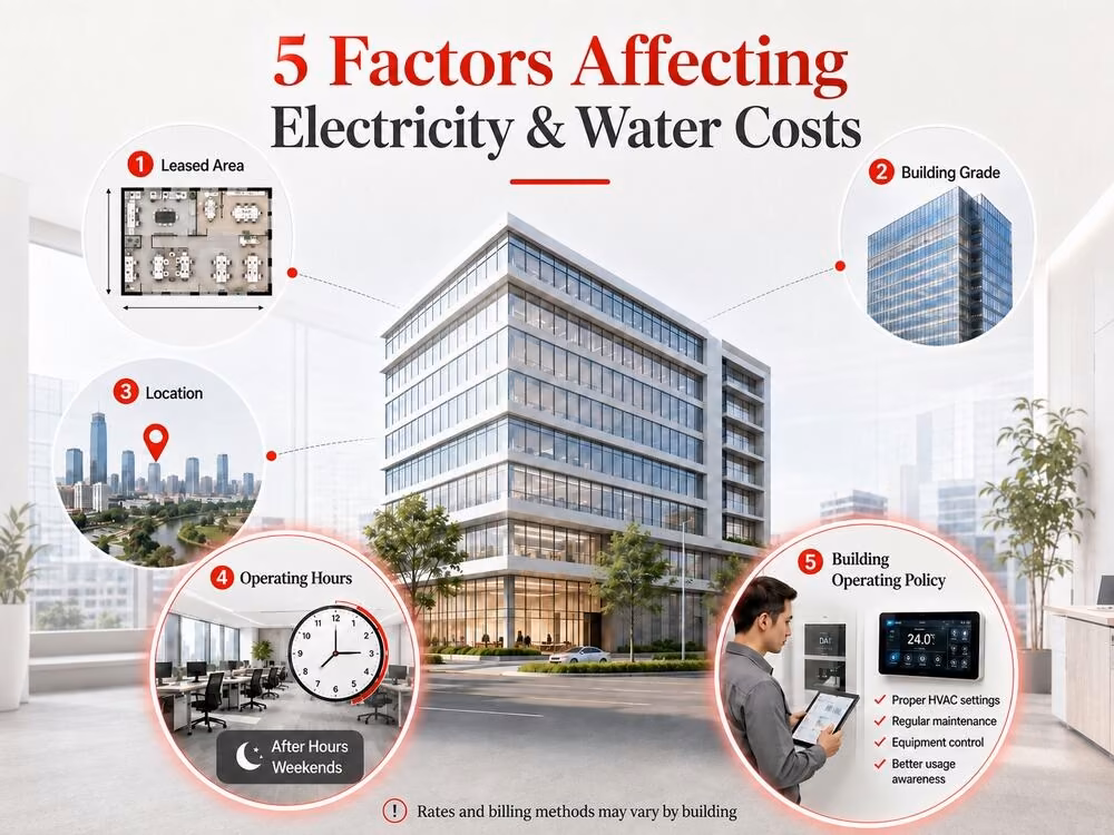 5 key factors influencing office electricity and water costs