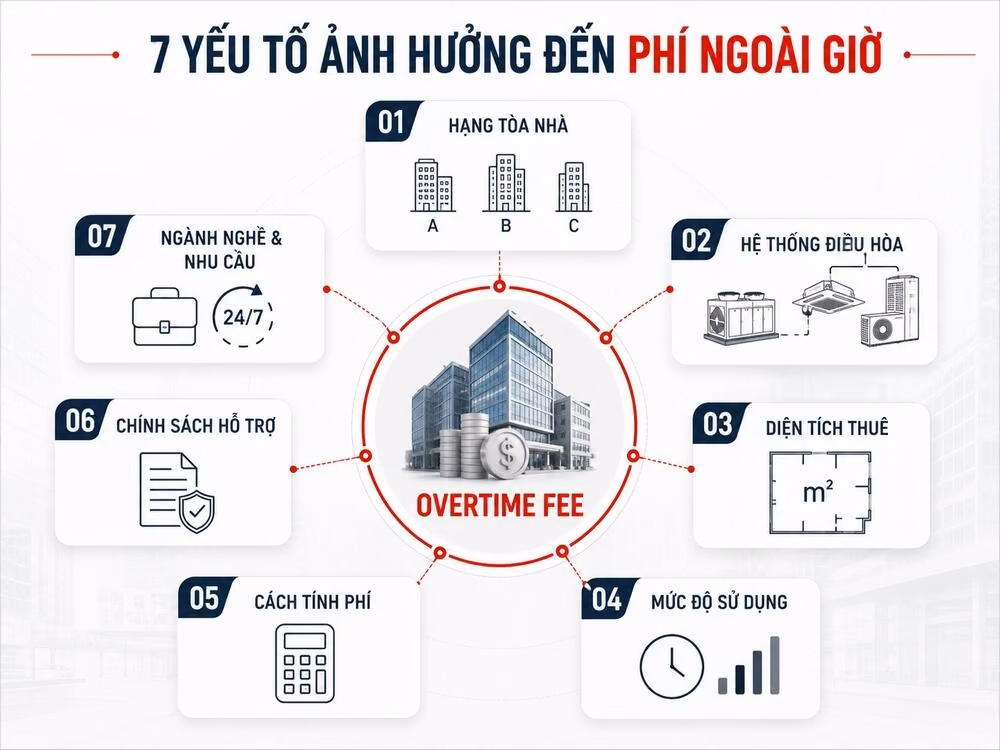 7 yếu tố ảnh hưởng trực tiếp đến phí làm ngoài giờ văn phòng