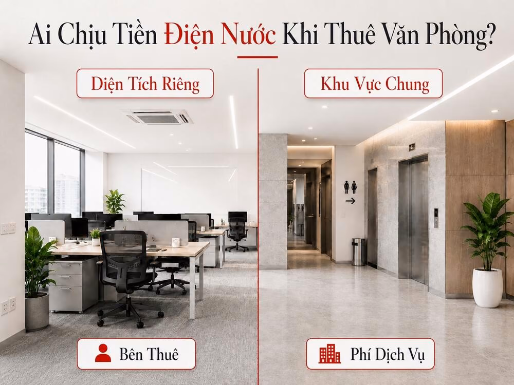 Quy định trách nhiệm chi trả tiền điện nước khi thuê văn phòng