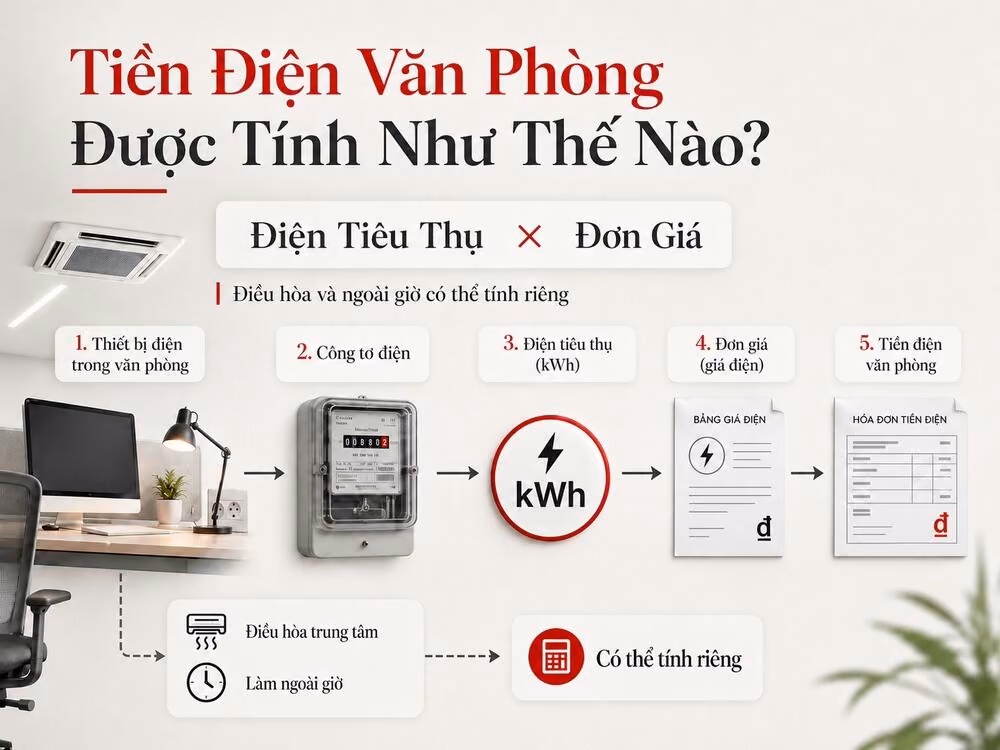 Cách tính chi phí tiêu thụ tiền điện văn phòng