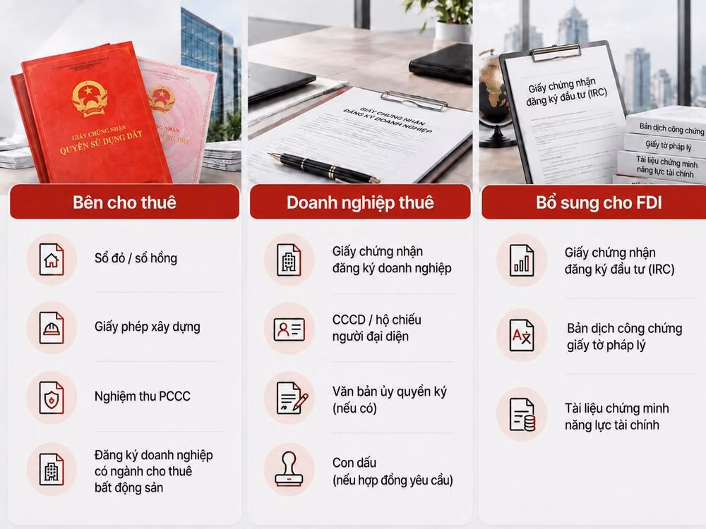 Các giấy tờ cần thiết trong hồ sơ thuê văn phòng