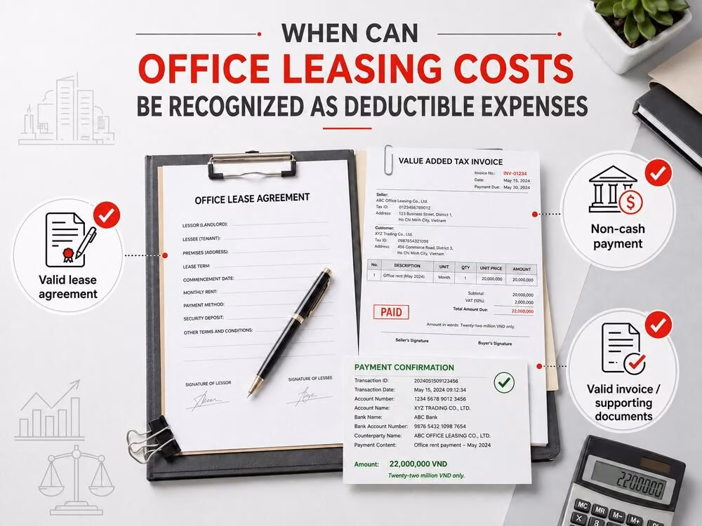 Conditions for deducting office rental expenses for tax purposes