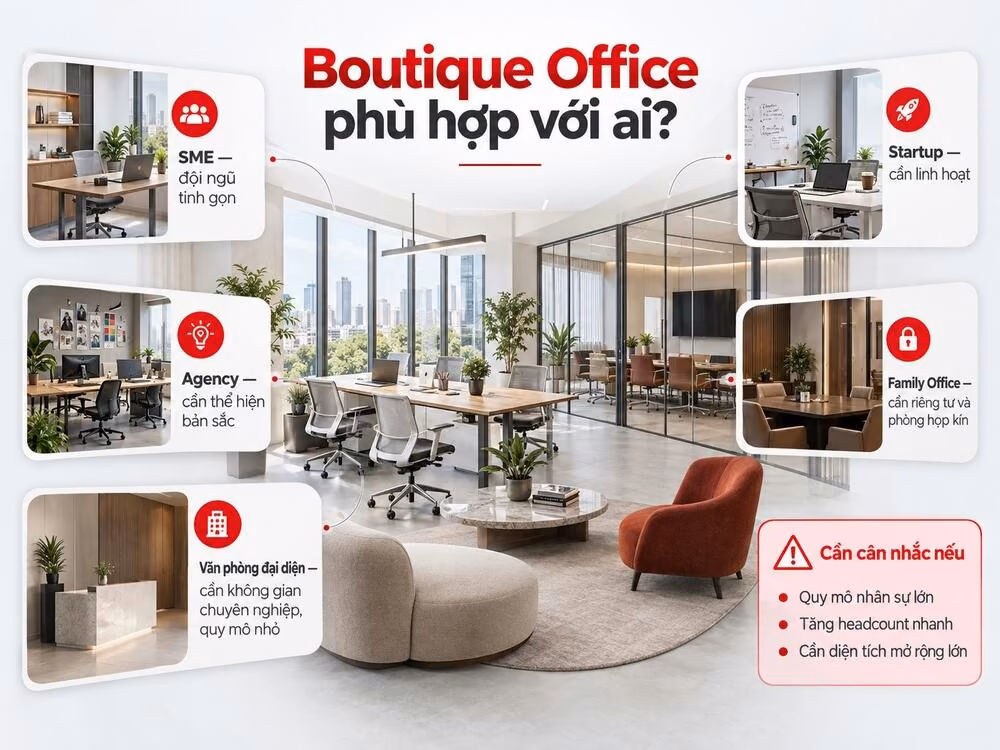 Các đối tượng doanh nghiệp phù hợp với mô hình Boutique Office