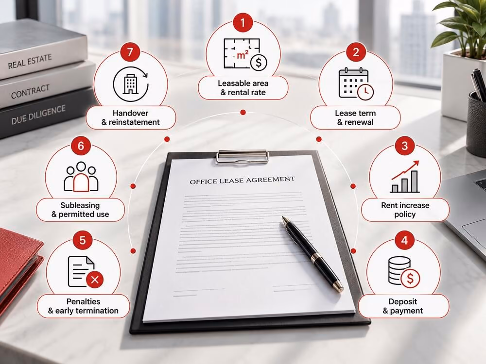 Key clauses to carefully review in office lease agreements