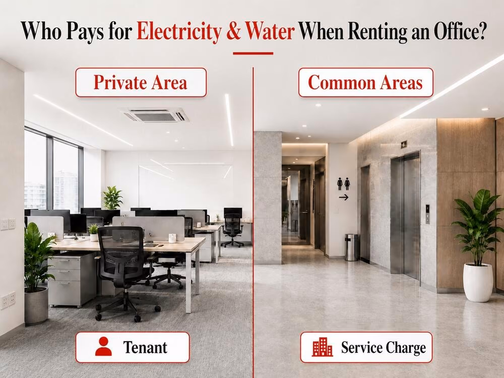 Who pays electricity and water bills in office leasing