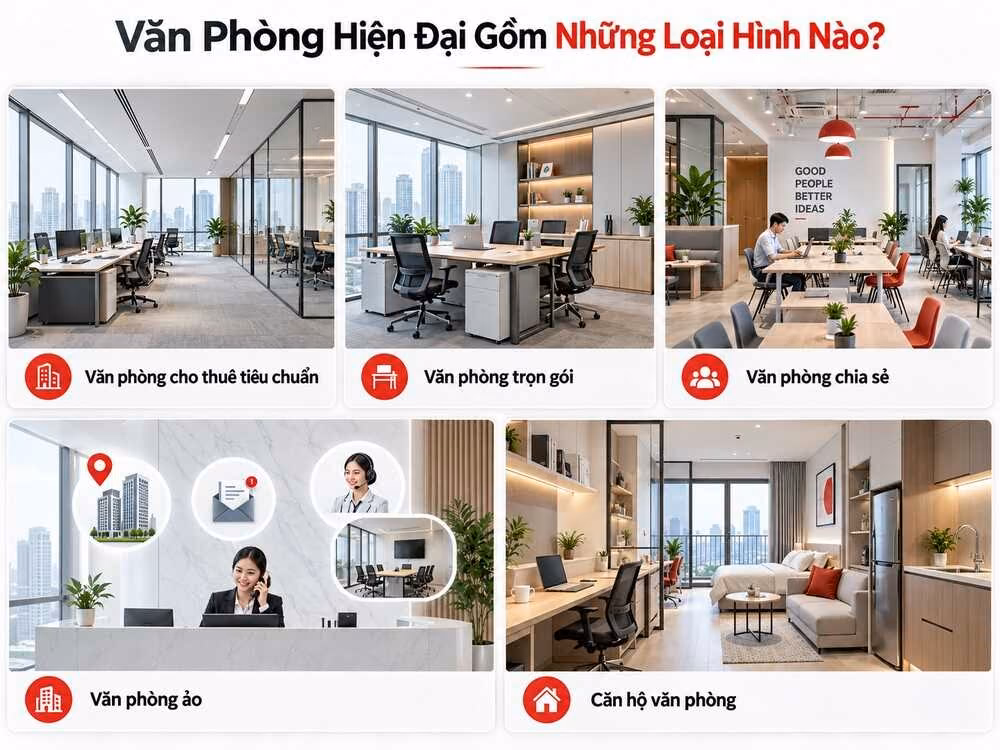 Các loại hình văn phòng hiện đại phổ biến