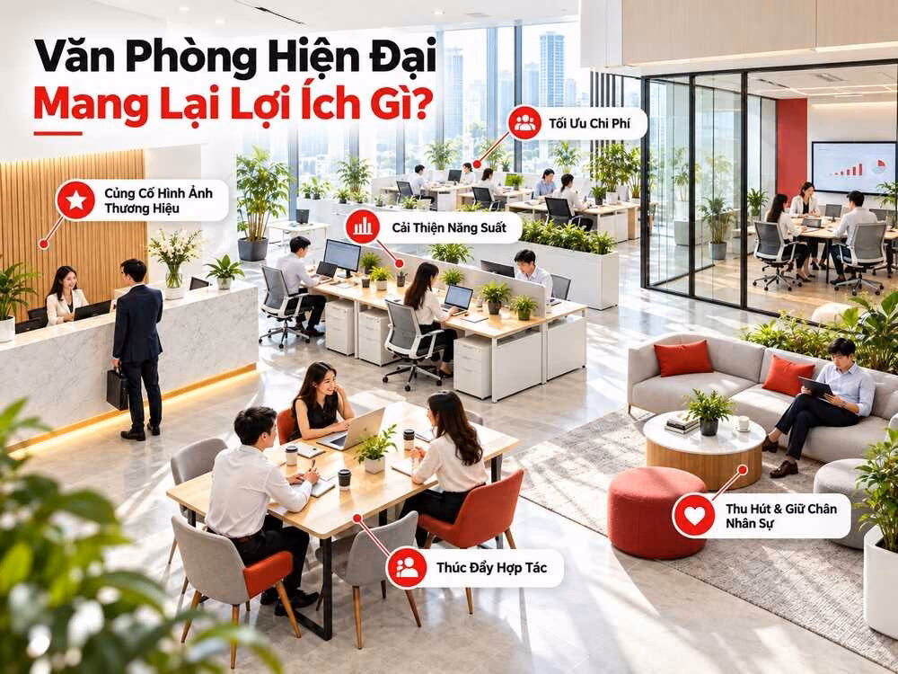 Lợi ích của văn phòng hiện đại đối với doanh nghiệp
