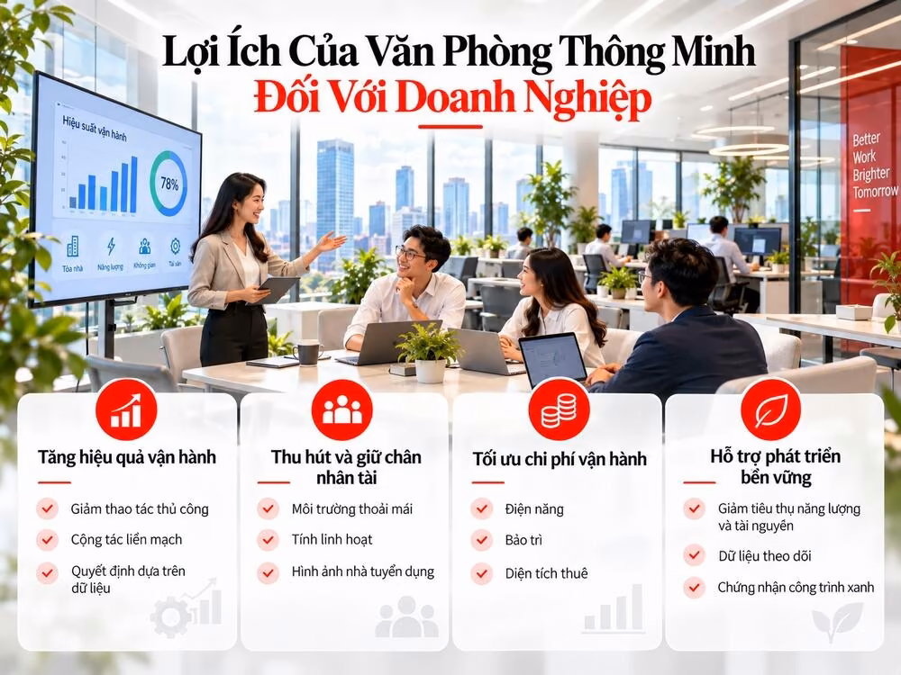 Lợi ích của văn phòng thông minh giúp tăng hiệu suất, thu hút nhân tài và tối ưu chi phí