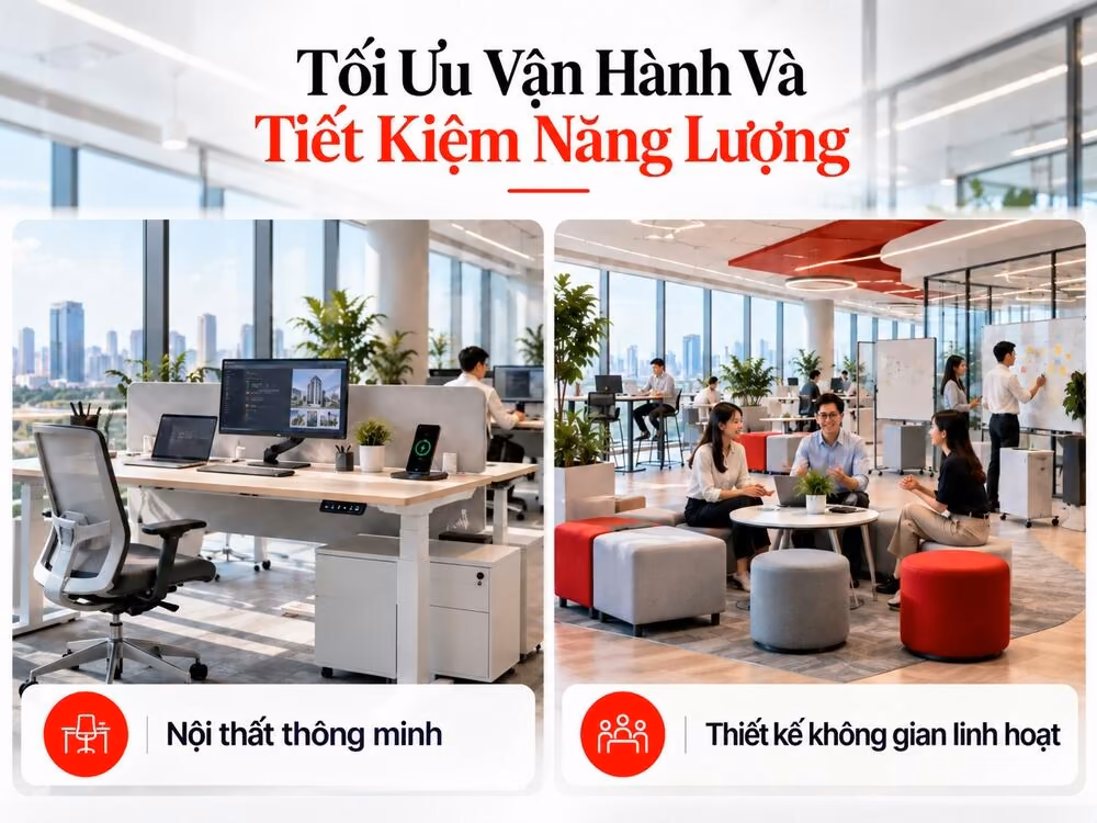 Tối ưu vận hành và tiết kiệm năng lượng với nội thất thông minh và thiết kế không gian linh hoạt